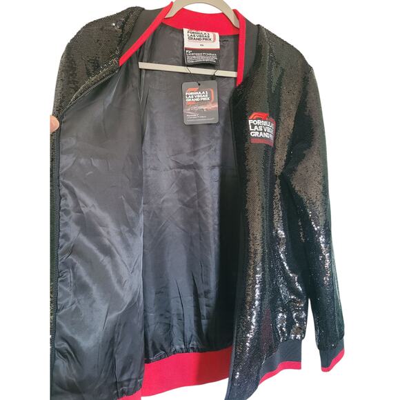 Formula 1 LVGP 2023 Sequin Bomber Jacket Black/Red Size Small NWT - Picture 6 of 8